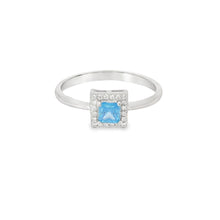 Load image into Gallery viewer, Aquamarine Cubic Zirconia Sterling Silver Ring (Princess)