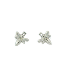 Load image into Gallery viewer, WHITE CUBIC ZIRCONIA STERLING SILVER EARRINGS (BEE)