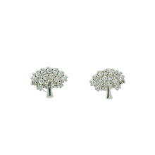 Load image into Gallery viewer, WHITE CUBIC ZIRCONIA STERLING SILVER EARRINGS (TREE OF LIFE)