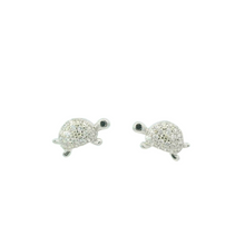 Load image into Gallery viewer, WHITE CUBIC ZIRCONIA STERLING SILVER EARRINGS (TURTLE)