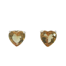 Load image into Gallery viewer, ZULTANITE HEART COLOR CHANGING STONE EARRINGS, THE COLOR OF THE STONE CHANGES WITH DIFFERENT LIGHTING