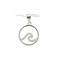 Load image into Gallery viewer, WHITE CUBIC ZIRCONIA STERLING SILVER PENDANT (WAVE)