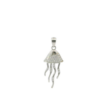Load image into Gallery viewer, WHITE CUBIC ZIRCONIA STERLING SILVER PENDANT (JELLYFISH)