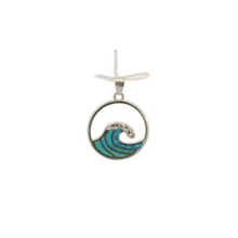 Load image into Gallery viewer, BLUE LAB OPAL STERLING SILVER PENDANT (CIRCLE & WAVE)