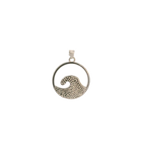 Load image into Gallery viewer, BLUE LAB OPAL STERLING SILVER PENDANT (CIRCLE & WAVE)