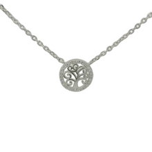 Load image into Gallery viewer, CUBIC ZIRCONIA STERLING SILVER NECKLACE (TREE OF LIFE)
