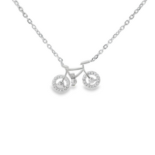 Load image into Gallery viewer, CUBIC ZIRCONIA BICYCLE STERLING SILVER NECKLACE