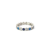 Load image into Gallery viewer, Dark And Light Blue Evil Eye Ring With Cubic Zirconia