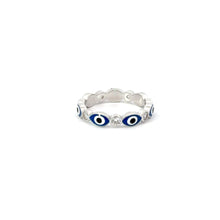 Load image into Gallery viewer, Dark Blue Evil Eye Ring With Cubic Zirconia