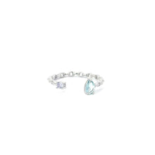 Load image into Gallery viewer, AQUAMARINE CUBIC ZIRCONIA STERLING SILVER RING (PRINCESS & PEAR)