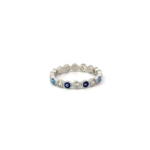 Load image into Gallery viewer, Dark And Light Blue Evil Eye Ring With Cubic Zirconia