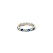 Load image into Gallery viewer, Dark And Light Blue Evil Eye Ring With Cubic Zirconia