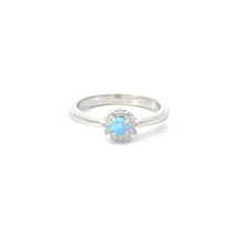 Load image into Gallery viewer, Light Blue Lab Opal Cubic Zirconia Sterling Silver Ring