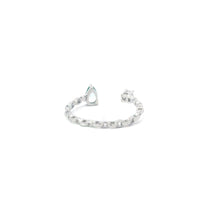 Load image into Gallery viewer, AQUAMARINE CUBIC ZIRCONIA STERLING SILVER RING (PRINCESS & PEAR)