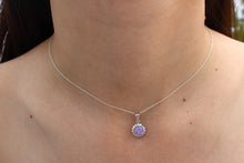 Load image into Gallery viewer, PURPLE, WHITE AND BLUE LAB OPAL STERLING SILVER PENDANT (CIRCLE)