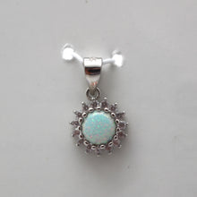 Load image into Gallery viewer, PURPLE, WHITE AND BLUE LAB OPAL STERLING SILVER PENDANT (CIRCLE)