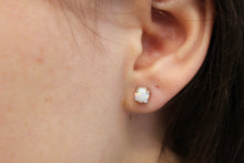 Load image into Gallery viewer, WHITE, BLUE, PINK LAB OPAL STERLING SILVER EARRINGS (ROUND)