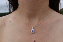Load image into Gallery viewer, BLUE and MYSTIC TOPAZ CUBIC ZIRCONIA STERLING SILVER PENDANT (OVAL)