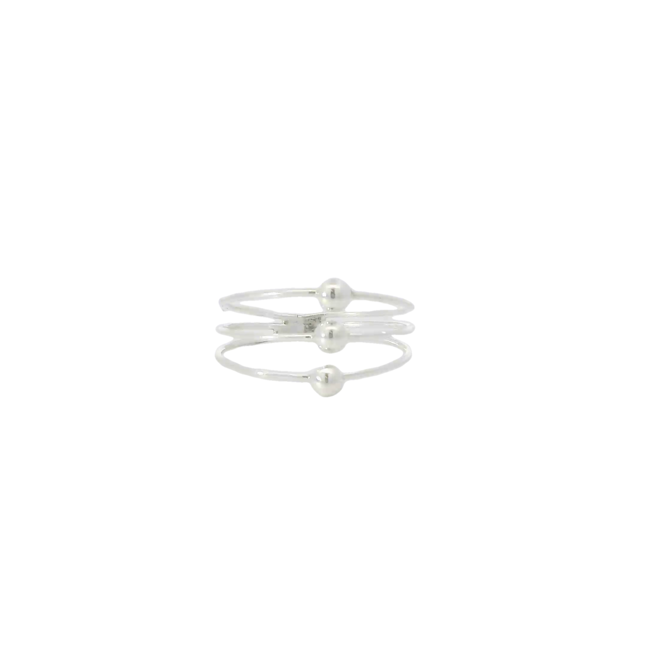 Sterling Silver ring Triple Band with balls