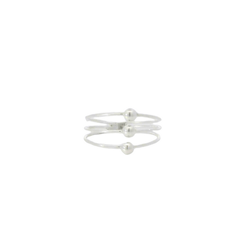 Sterling Silver ring Triple Band with balls