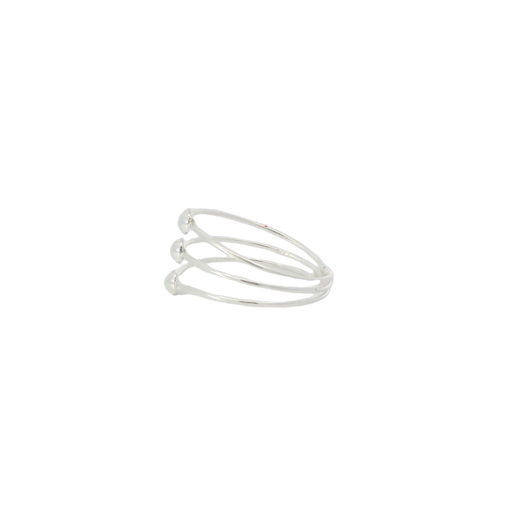Sterling Silver ring Triple Band with balls