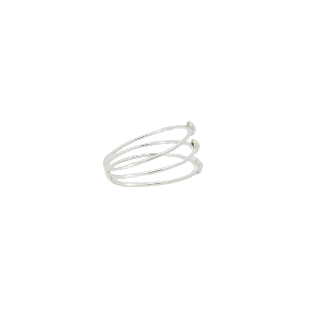 Sterling Silver ring Triple Band with balls