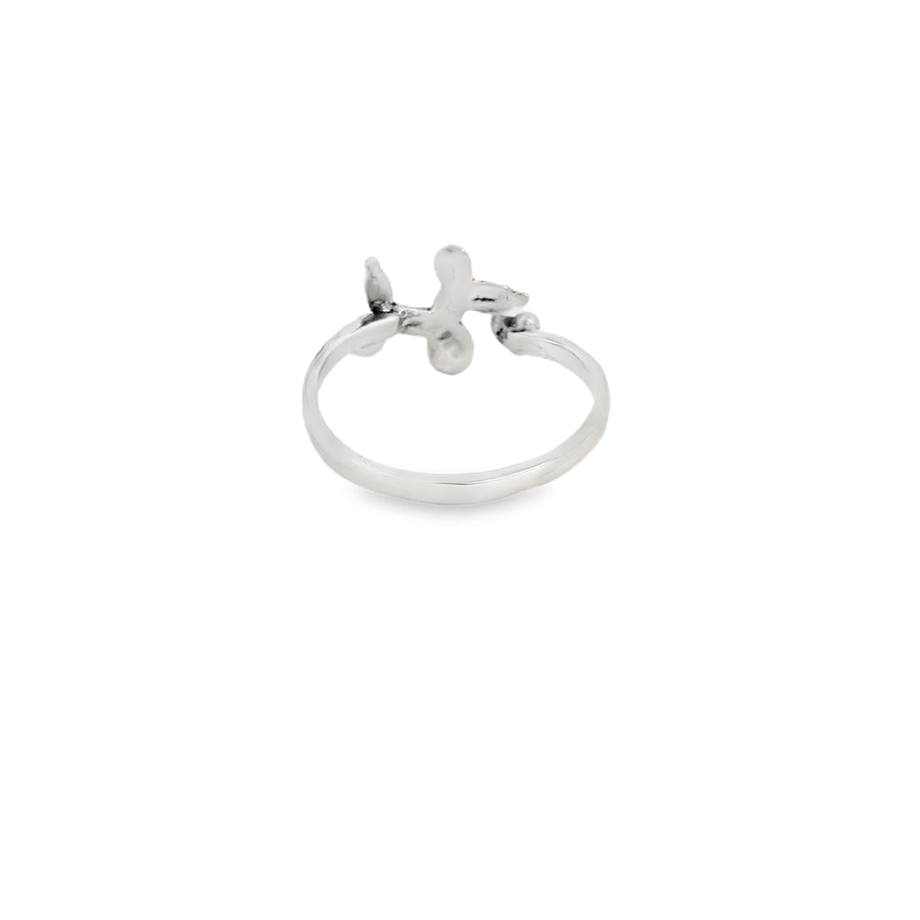 Sterling silver balloon dog with heart ring