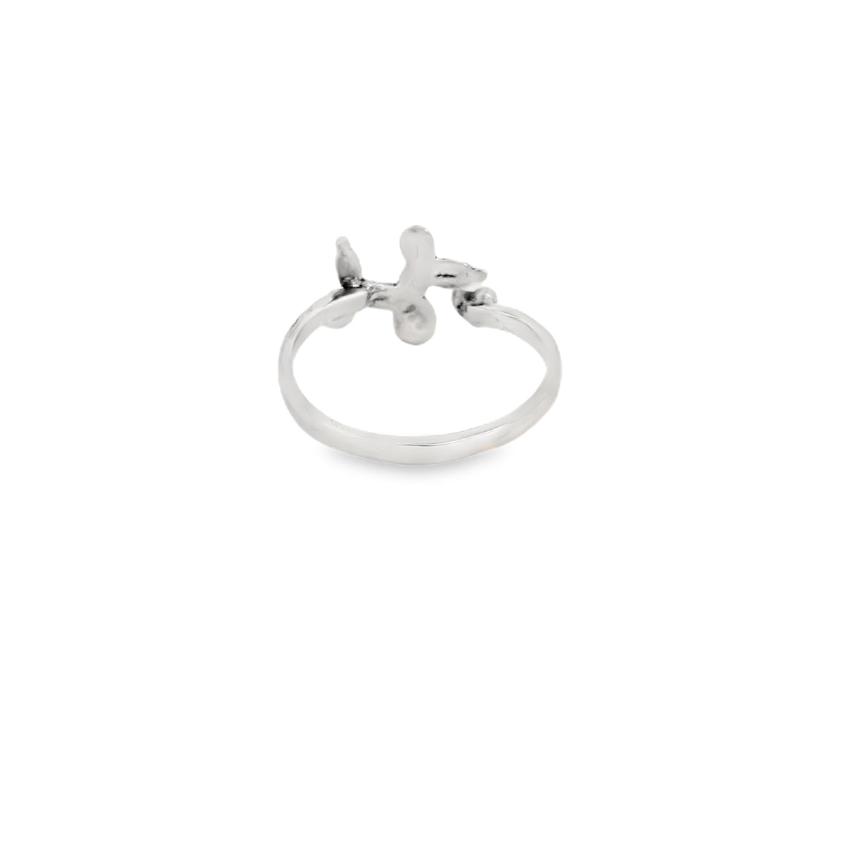Sterling silver balloon dog with heart ring