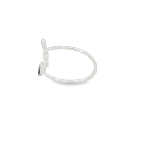 Adjustable sterling silver black cat ring / enamel