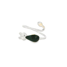 Load image into Gallery viewer, Adjustable sterling silver black cat ring / enamel