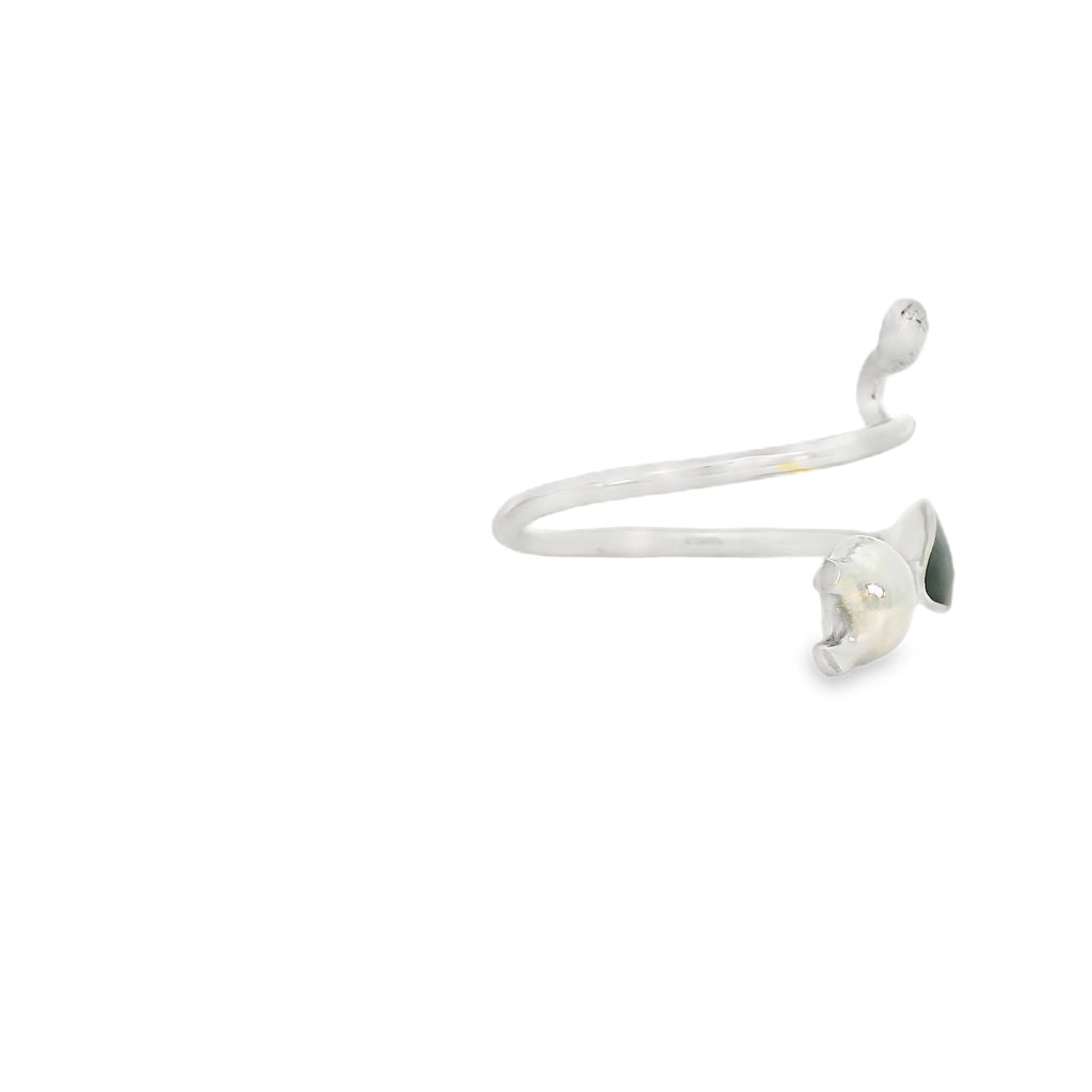 Adjustable sterling silver black cat ring / enamel