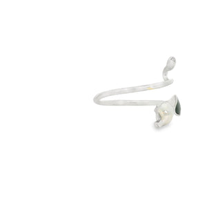 Adjustable sterling silver black cat ring / enamel