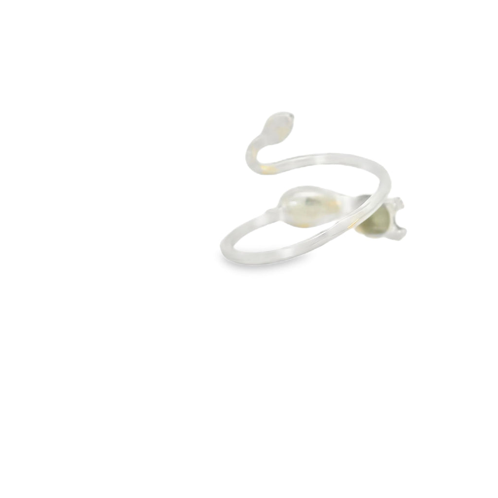 Adjustable sterling silver black cat ring / enamel