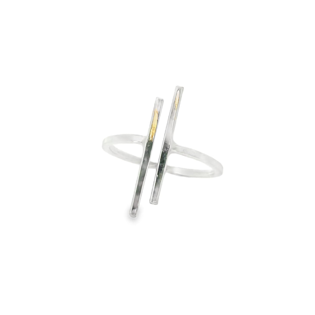 Silver ring with on a white background
