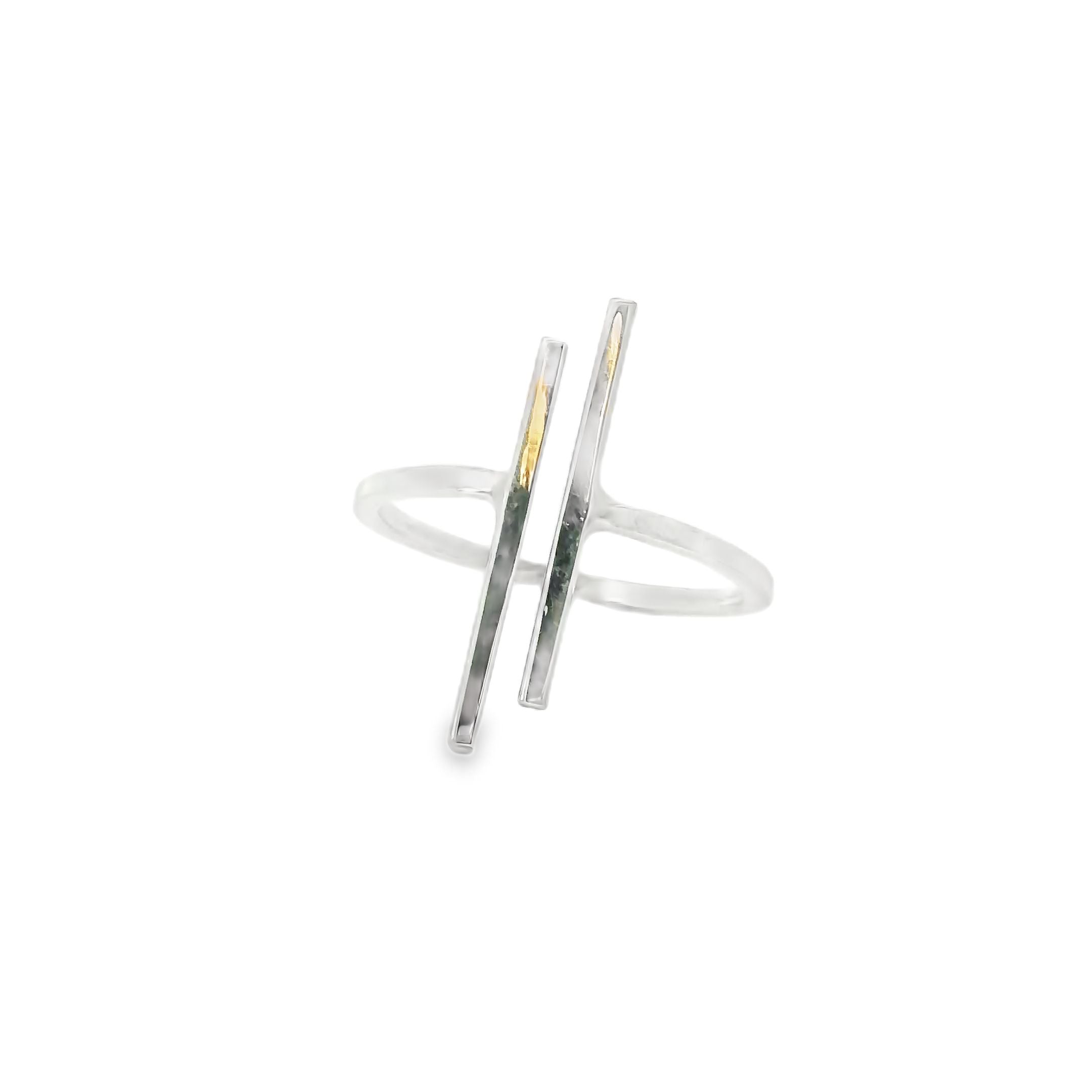 Silver ring with on a white background