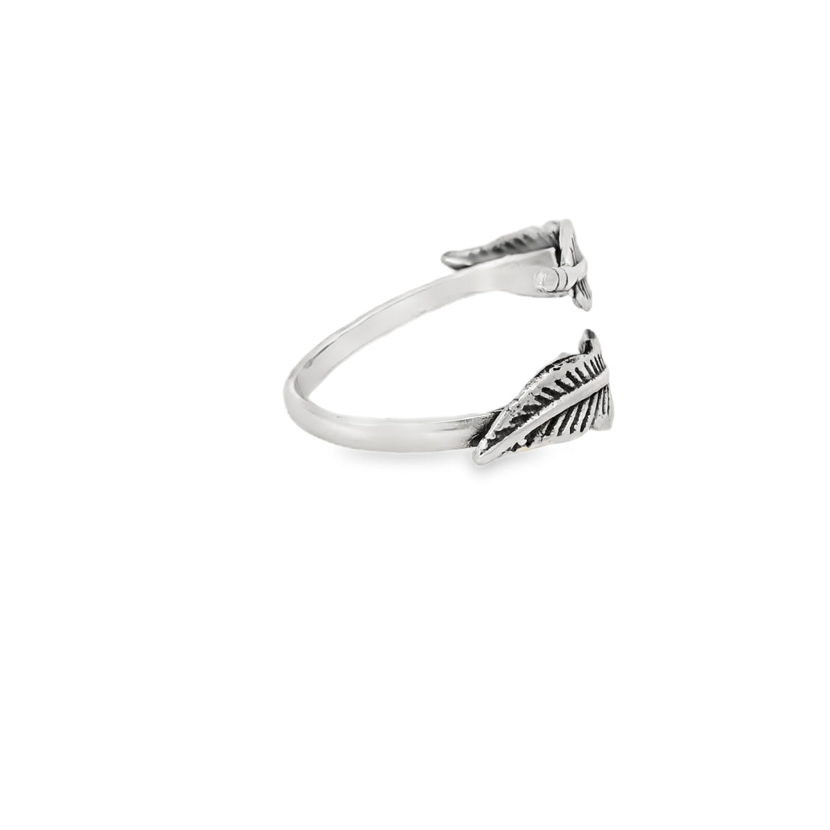 Sterling silver two feathers ring