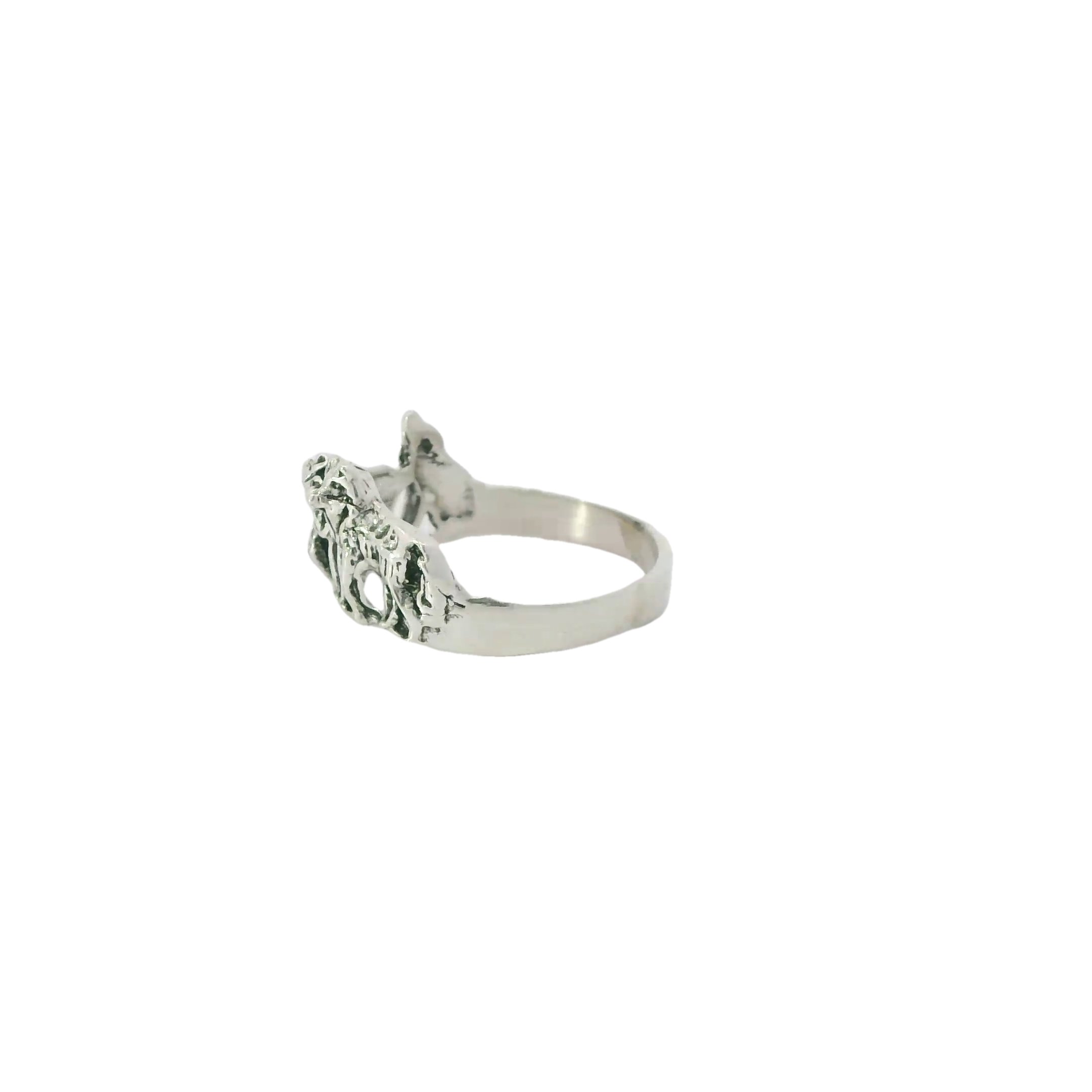 Sterling silver wolf pack ring