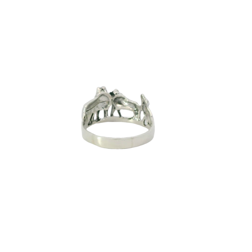 Sterling silver wolf pack ring