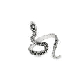 Silver snake-shaped ring on a white background