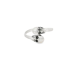 Sterling silver double skull ring