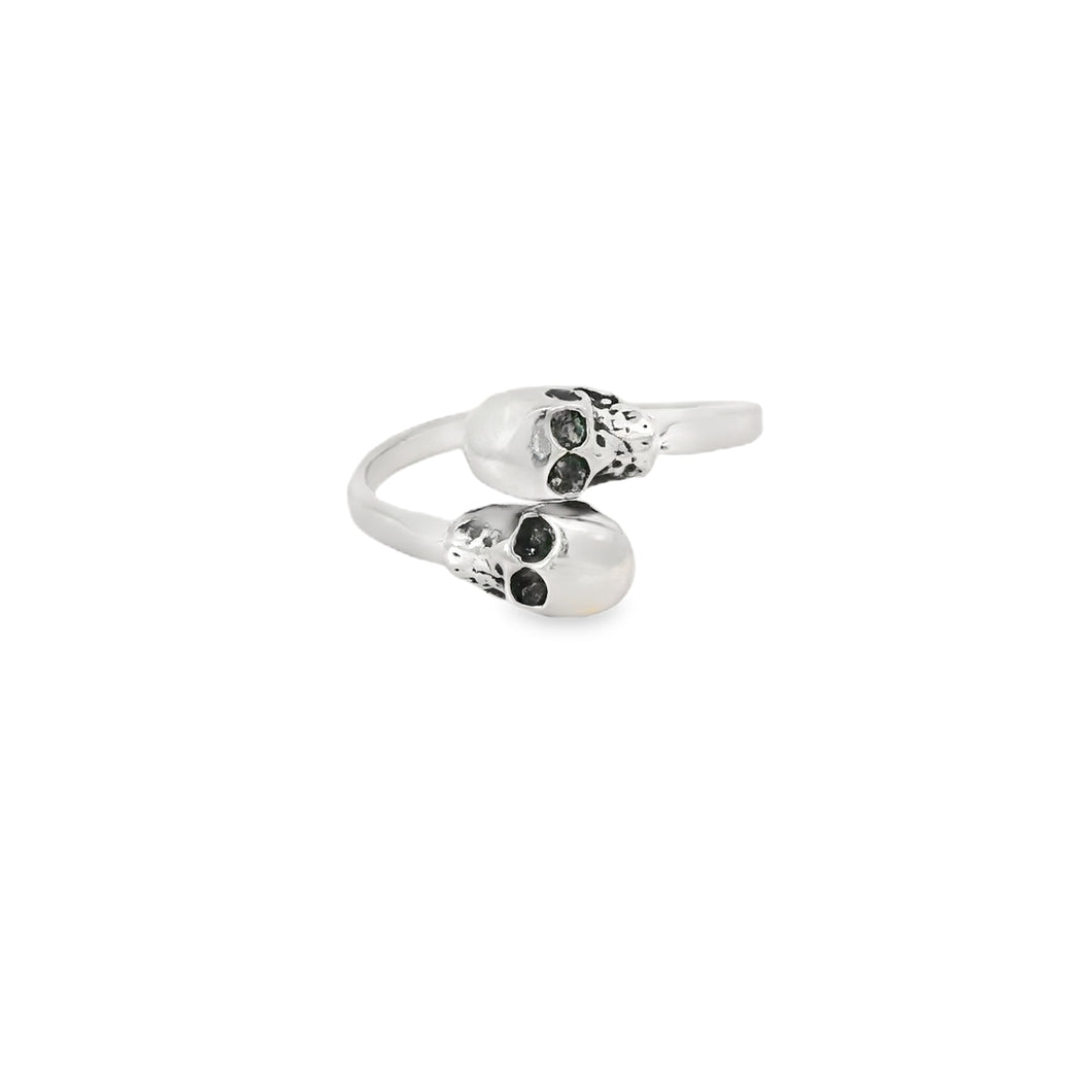 Sterling silver double skull ring
