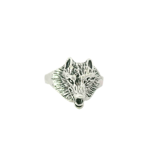 Sterling silver wolf ring