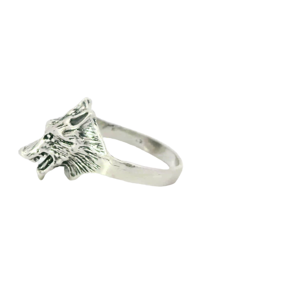 Sterling silver wolf ring
