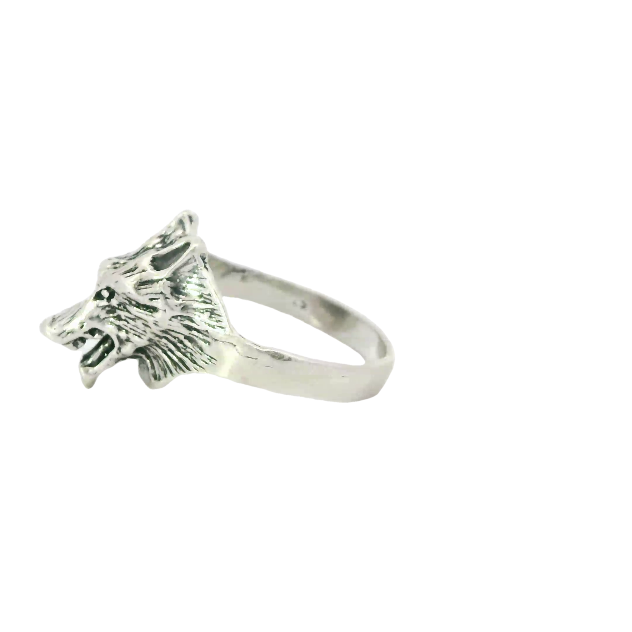 Sterling silver wolf ring