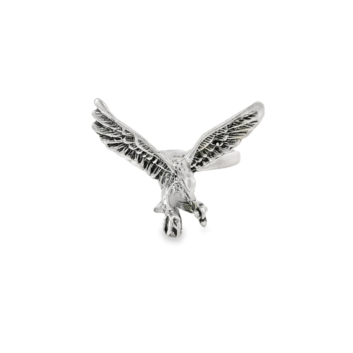 Silver eagle ring  on a white background