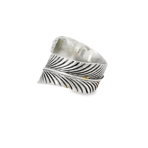 Sterling silver large feather ring