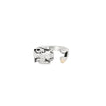 Silver ring with hippo on a white background