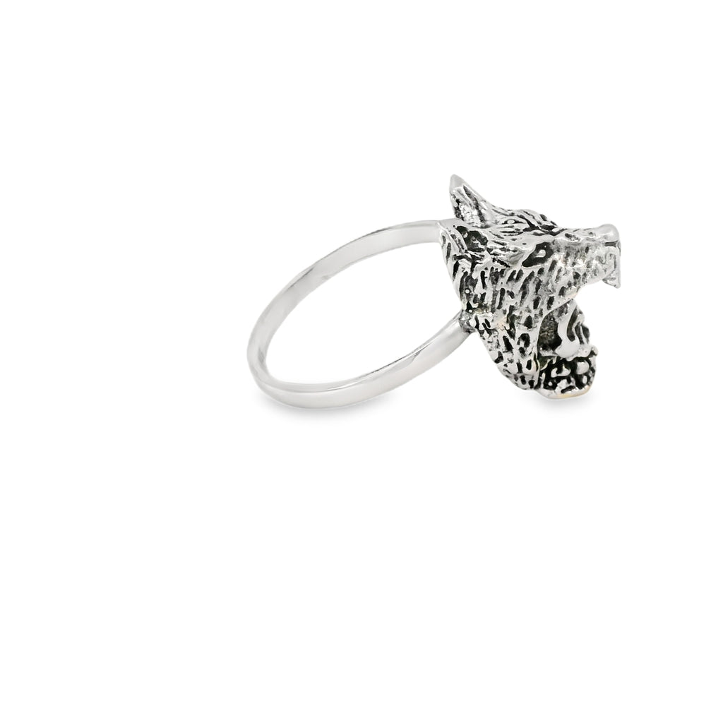 Sterling silver skull / wolf ring