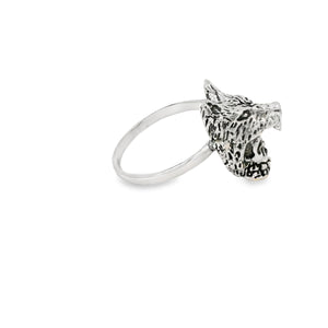 Sterling silver skull / wolf ring