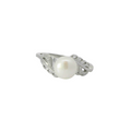 Pearl sterling silver ring with cubic zirconia